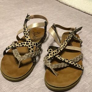 Blowfish Leopard Print and Tan Sandals